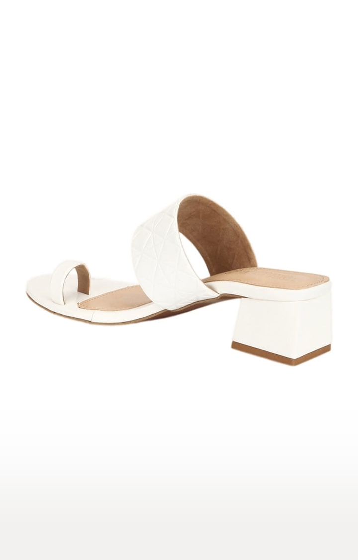 Truffle Collection | Women's White Synthetic Solid Slip On Block Heels 2