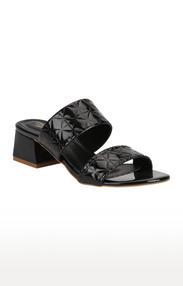 Truffle Collection | Women's Black Synthetic Textured Slip On Block Heels 0