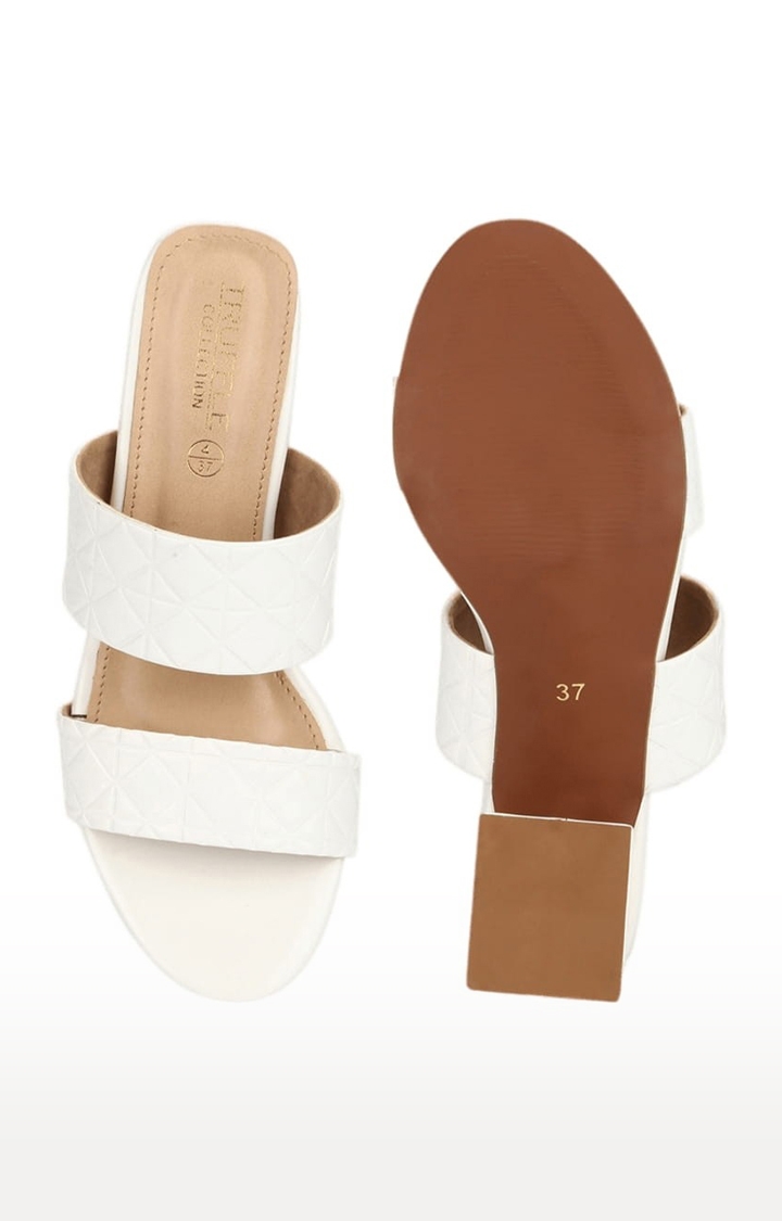Truffle Collection | Women's White Synthetic Solid Slip On Block Heels 3