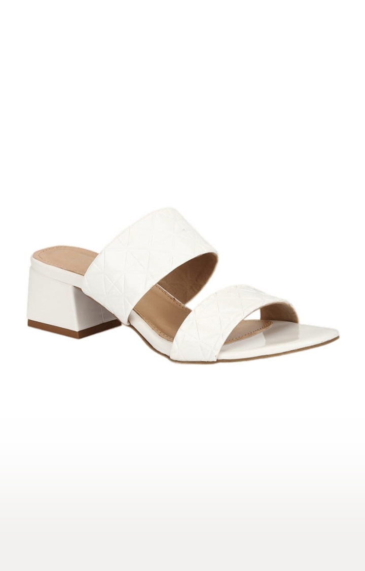 Truffle Collection | Women's White Synthetic Solid Slip On Block Heels 0