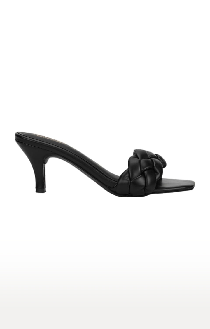 Truffle Collection | Women's Black PU Quilted Slip On Stilettos 1