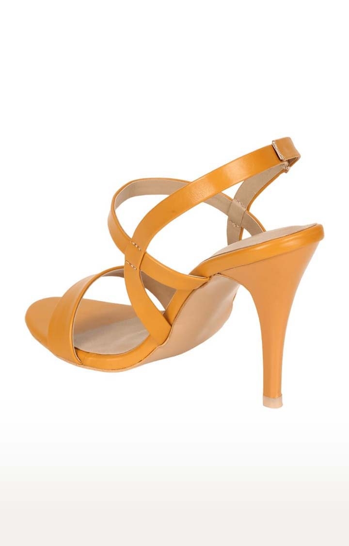 Truffle Collection | Women's Yellow PU Solid Buckle Stilettos 2