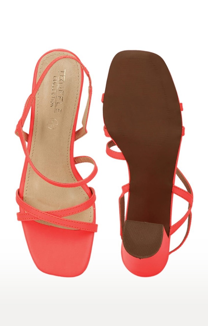 Women's Red PU Solid Slip On Block Heels