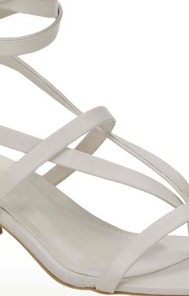 Women's Grey PU Solid Drawstring Block Heels