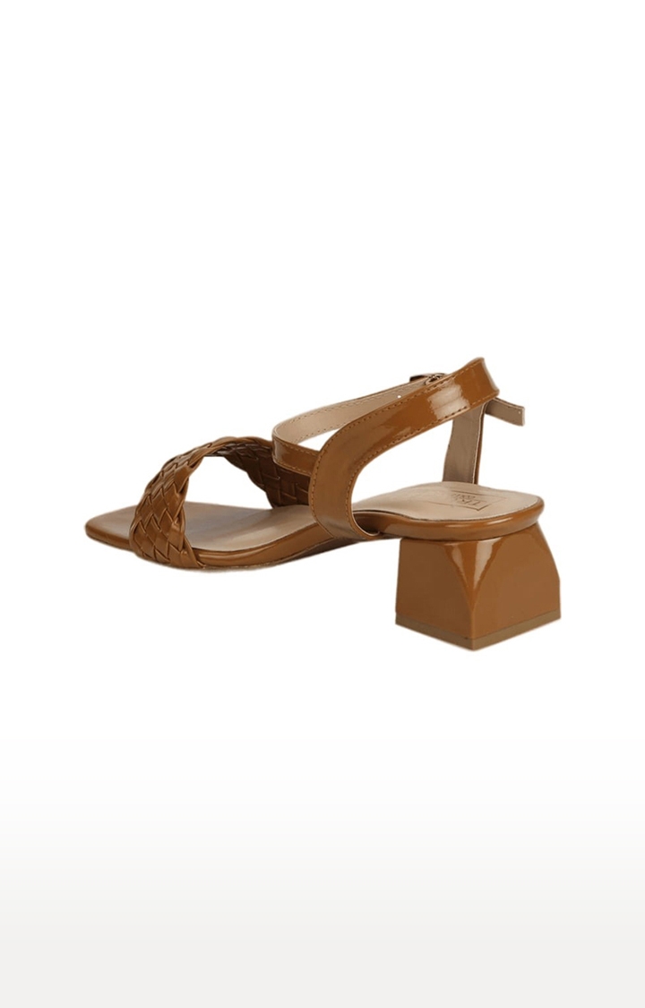 Truffle Collection | Women's Brown Synthetic Solid Buckle Block Heels 2
