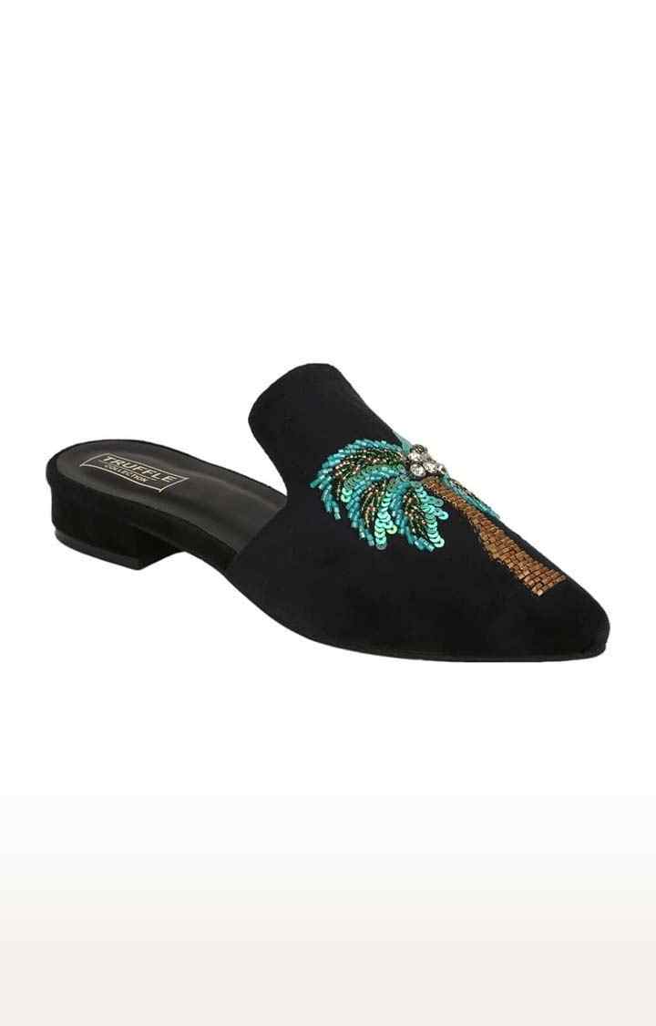 suede slip on mules