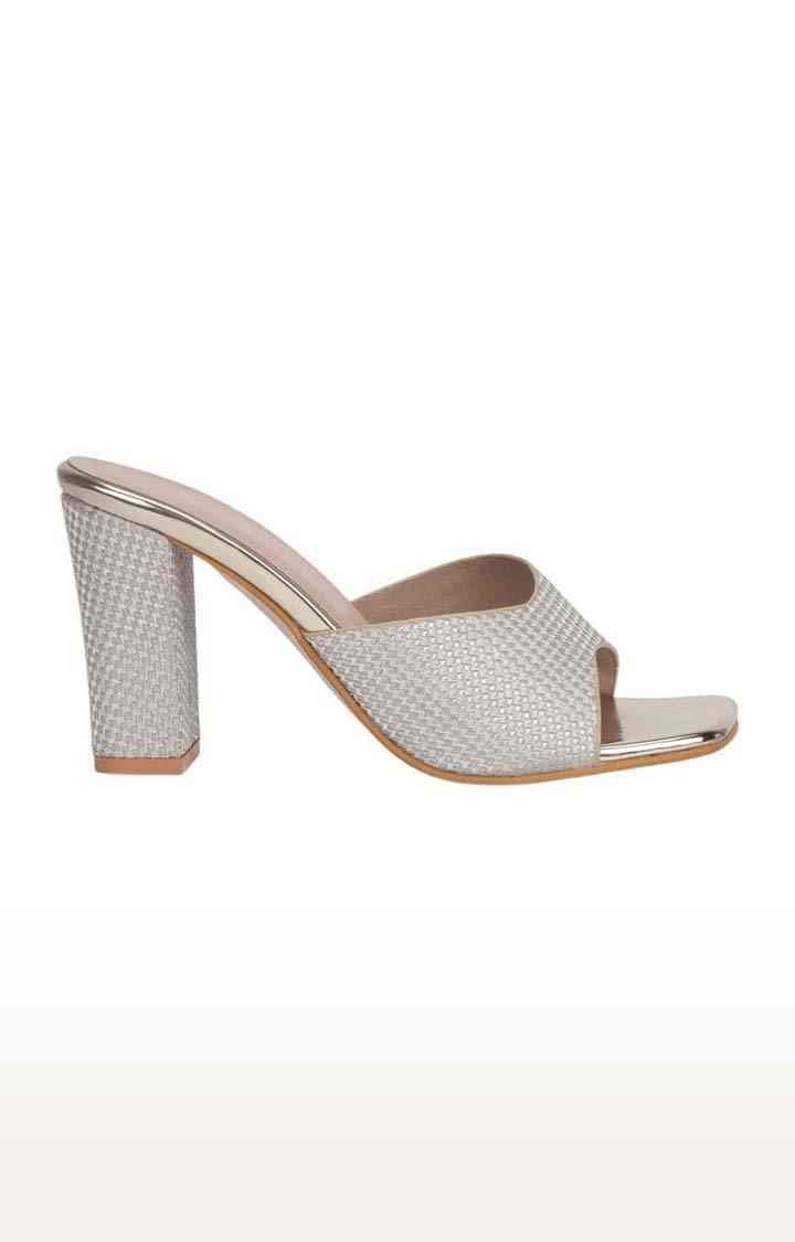 Truffle Collection | Women's Grey Synthetic Textured Slip On Block Heels 1