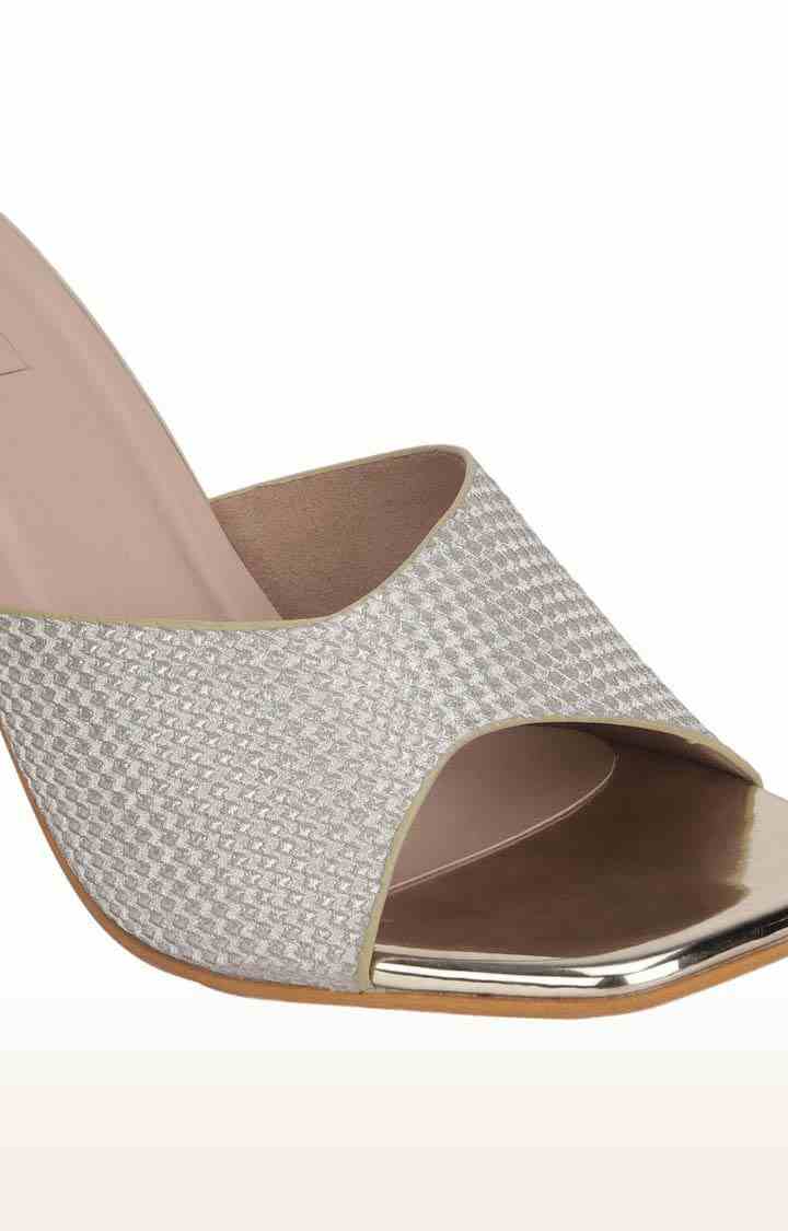 Truffle Collection | Women's Grey Synthetic Textured Slip On Block Heels 4