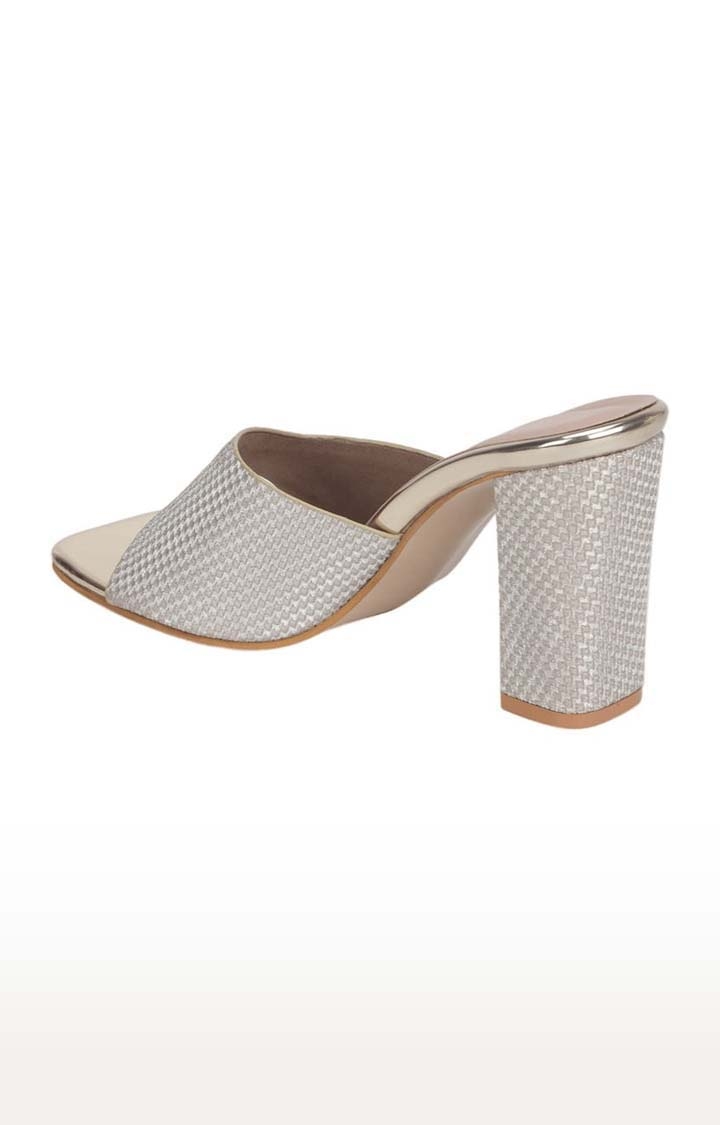 Truffle Collection | Women's Grey Synthetic Textured Slip On Block Heels 2