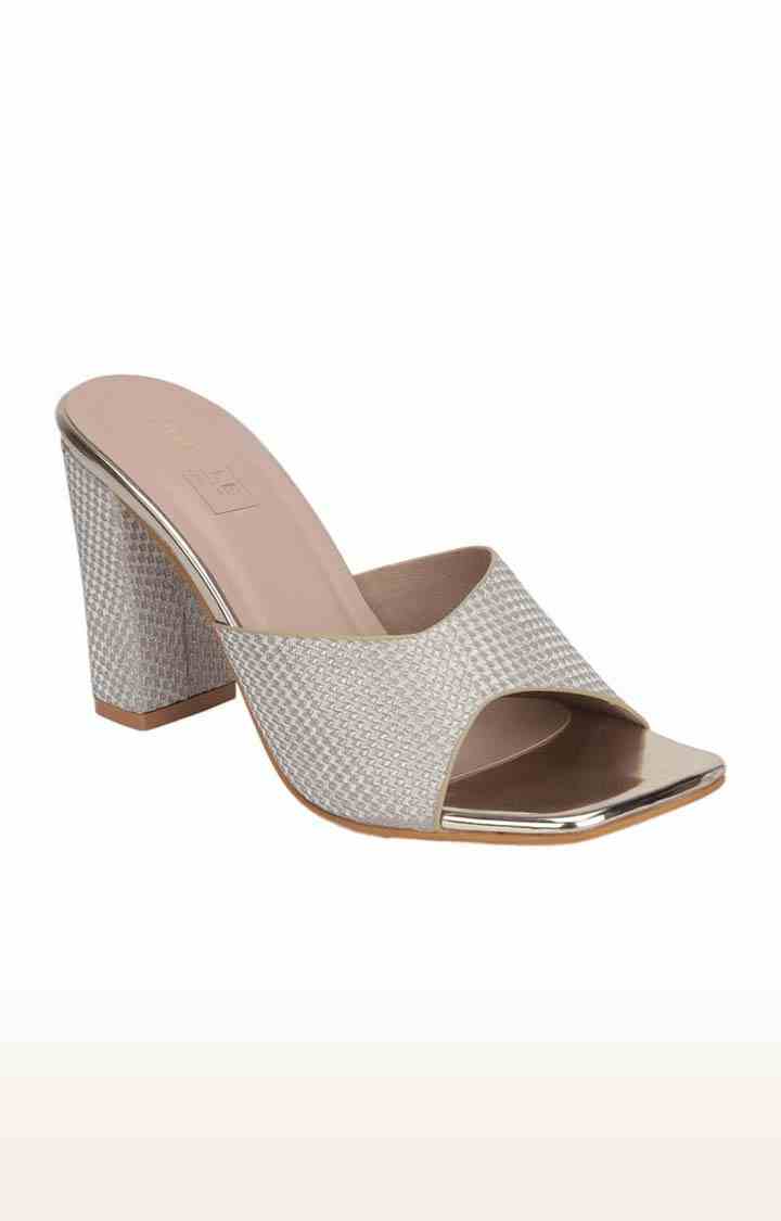 Truffle Collection | Women's Grey Synthetic Textured Slip On Block Heels 0