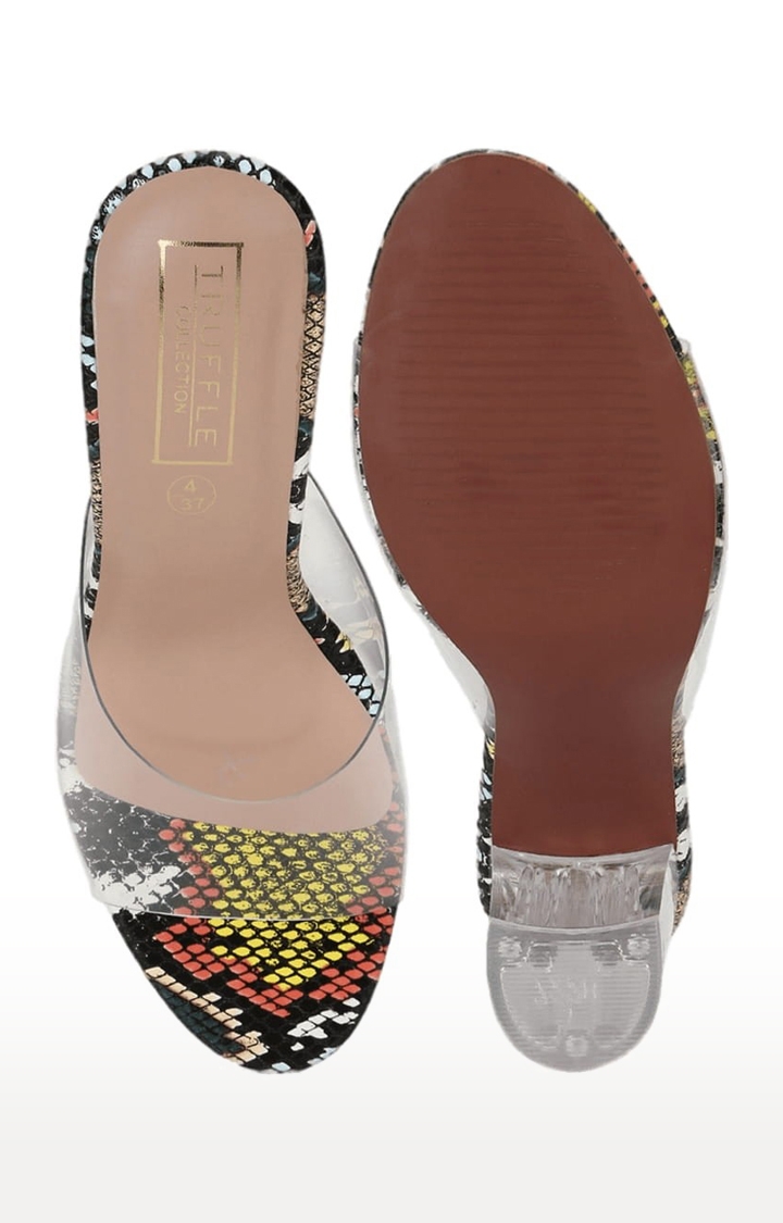 Truffle Collection | Women's Multi PU Printed Slip On Block Heels 3