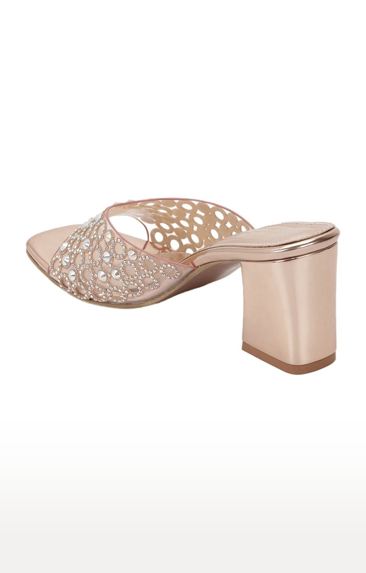 Truffle Collection | Women's Gold PU Cutout Slip On Block Heels 2