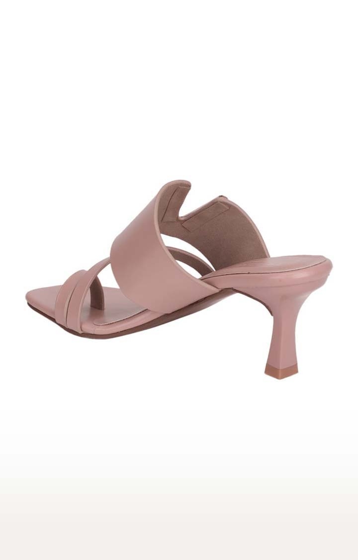 Truffle Collection | Women's Pink PU Solid Slip On Kitten Heels 2