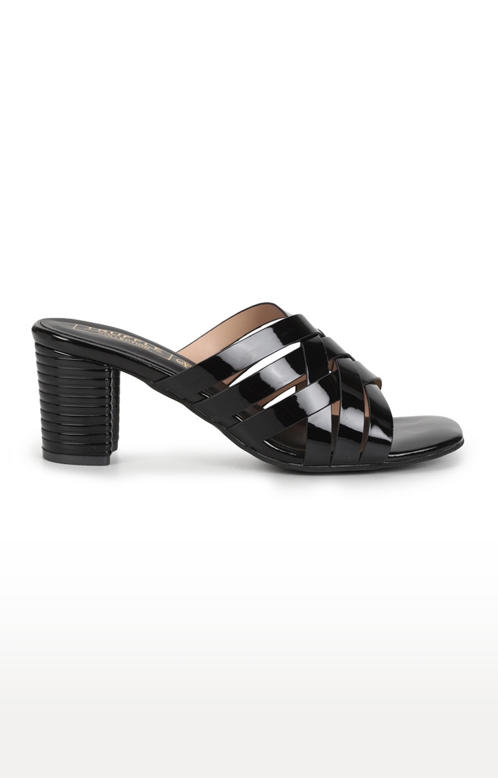 Truffle Collection | Women's Black Patent Block Heels 1