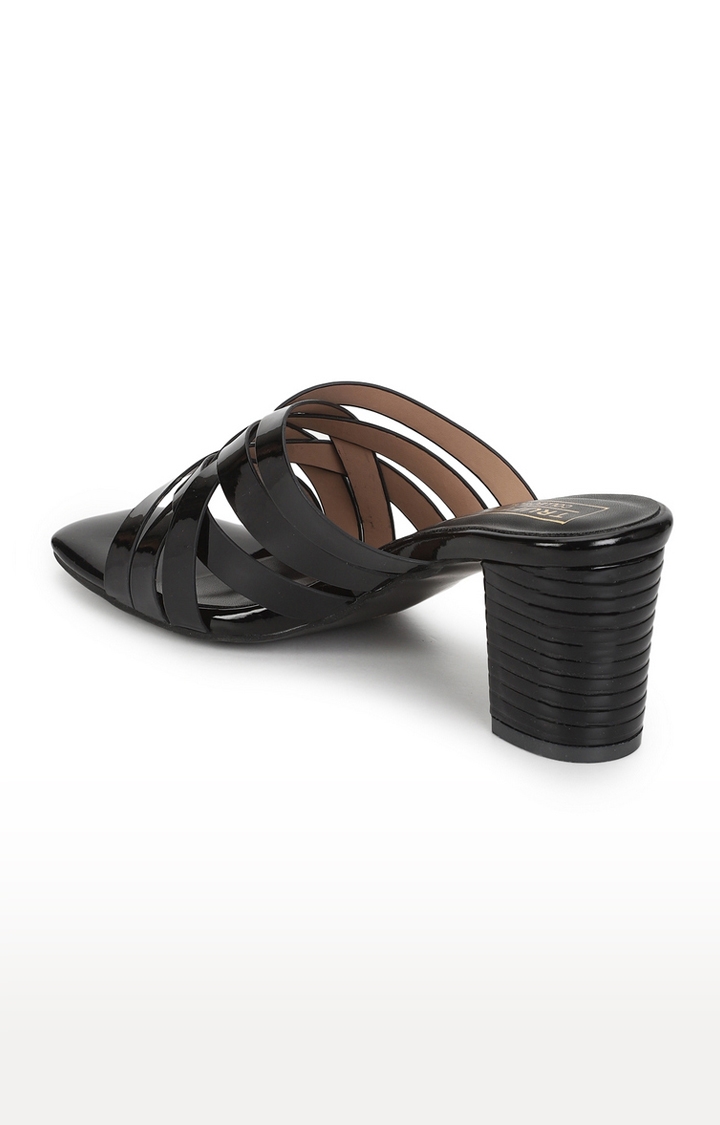 Truffle Collection | Women's Black Patent Block Heels 2