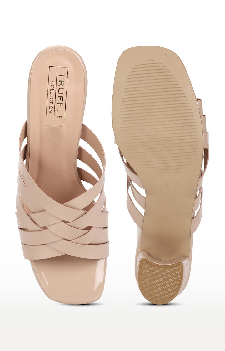 Women's Nude Patent Block Heels