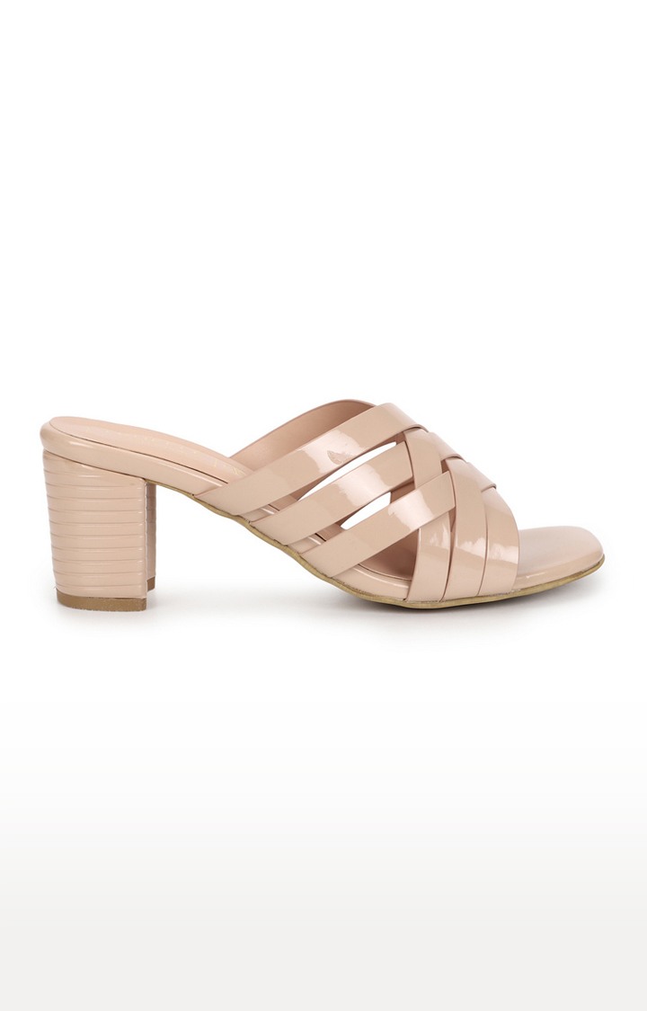 Women's Nude Patent Block Heels