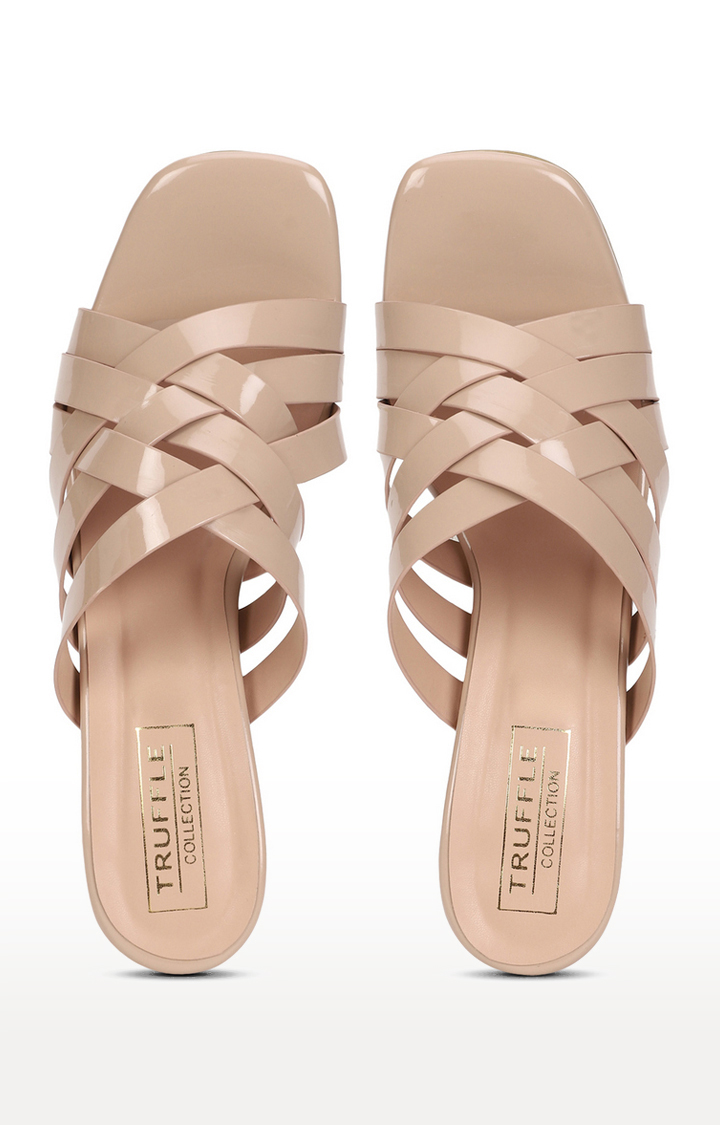 Women's Nude Patent Block Heels