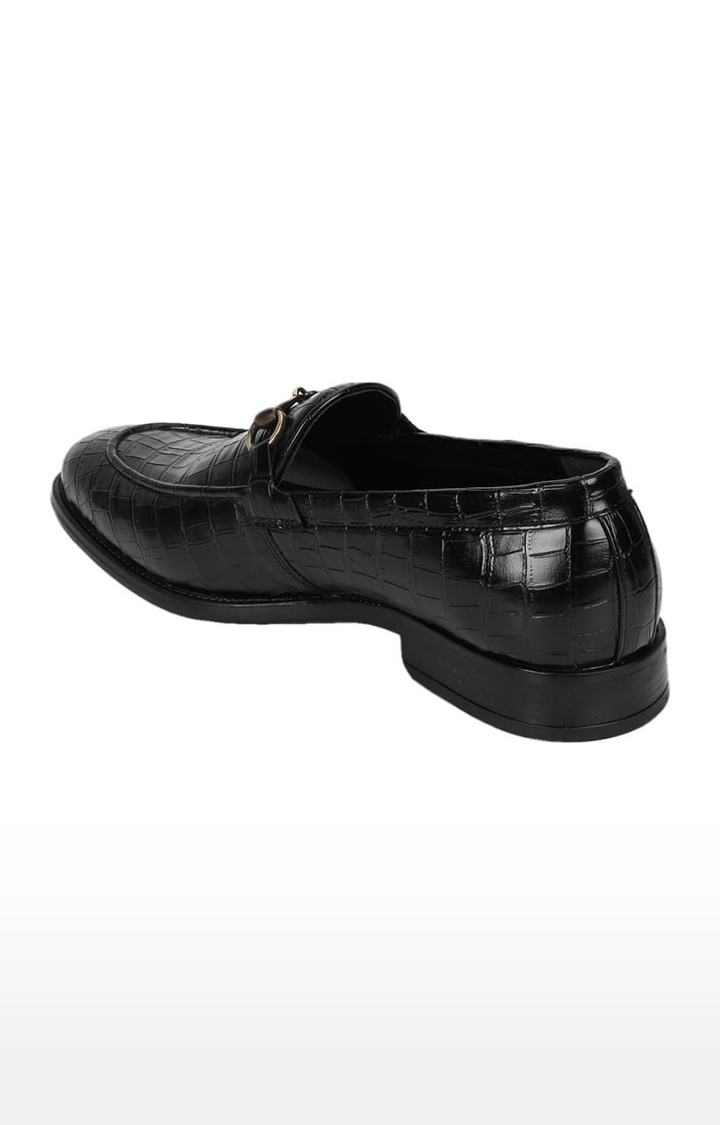 Truffle Collection | Men's Black PU Textured Slip On Loafers 2