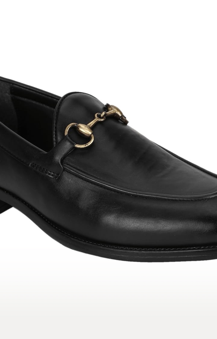 Truffle Collection | Men's Black PU Solid Slip On Loafers 4