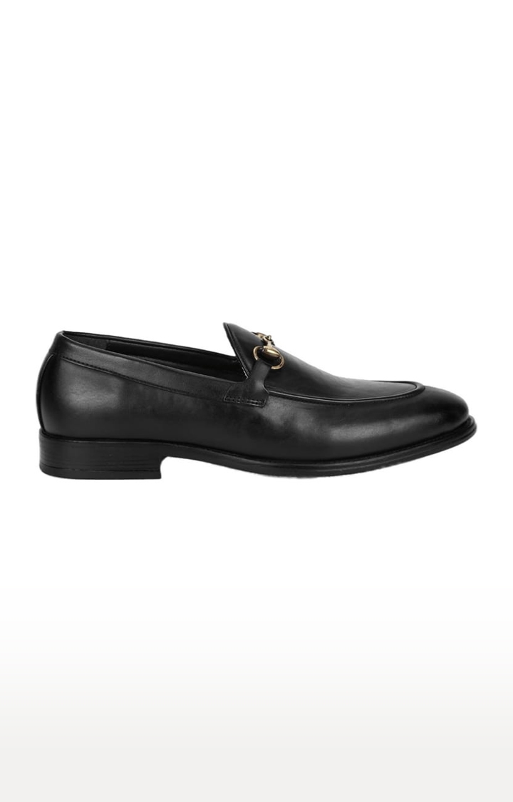 Truffle Collection | Men's Black PU Solid Slip On Loafers 1