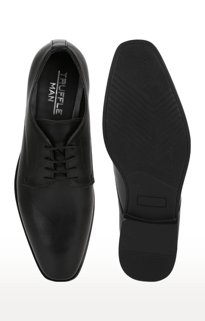 Men's Black PU Solid Lace-Up Formal Lace-ups