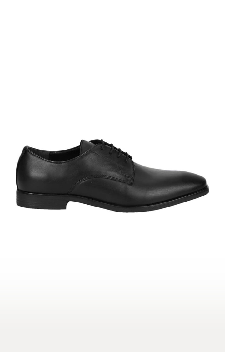 Men's Black PU Solid Lace-Up Formal Lace-ups