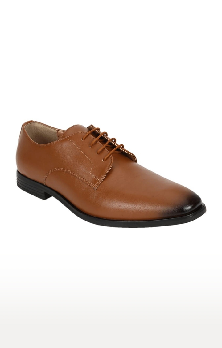 Truffle Collection | Men's Brown PU Solid Lace-Up Formal Lace-ups 0