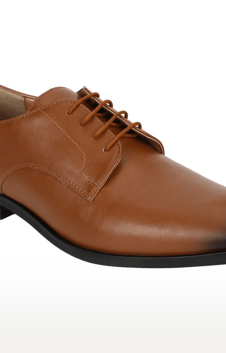 Truffle Collection | Men's Brown PU Solid Lace-Up Formal Lace-ups 4