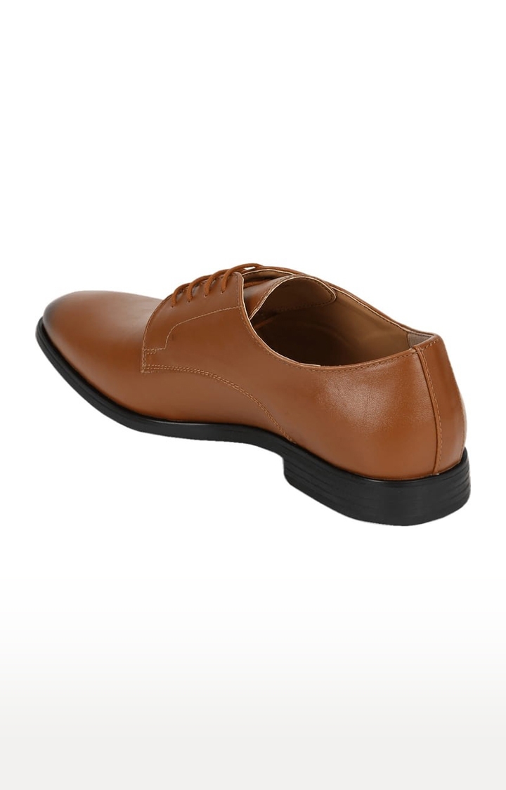 Truffle Collection | Men's Brown PU Solid Lace-Up Formal Lace-ups 2