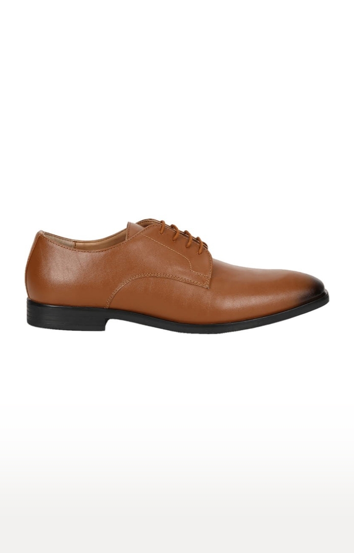 Truffle Collection | Men's Brown PU Solid Lace-Up Formal Lace-ups 1