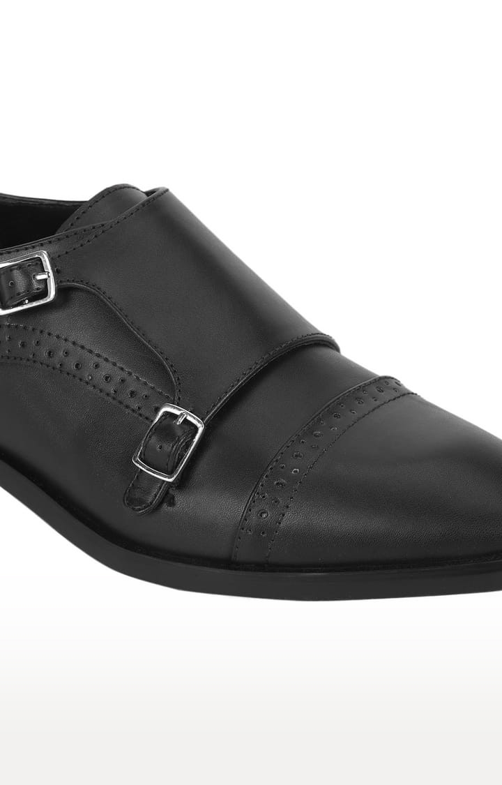 Truffle Collection | Men's Black PU Solid Slip On Loafers 4