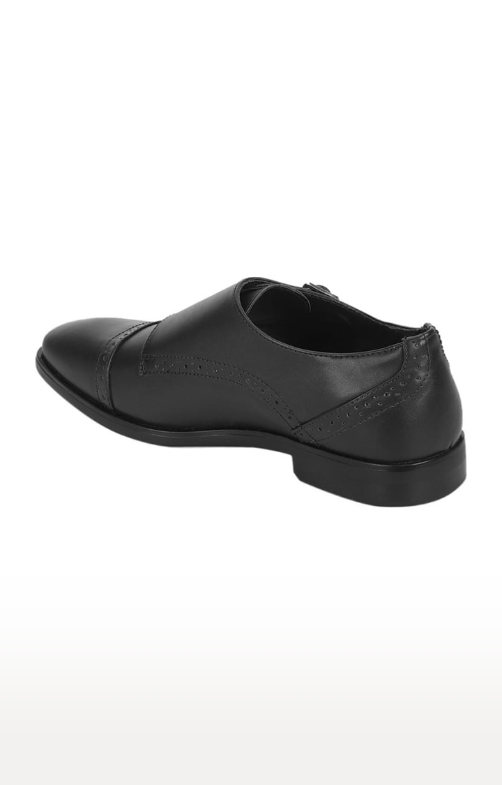 Truffle Collection | Men's Black PU Solid Slip On Loafers 2