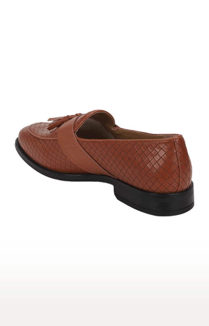 Truffle Collection | Men's Brown PU Textured Slip On Loafers 2