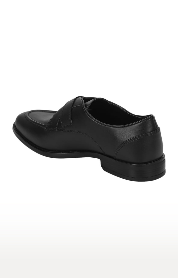 Men's Black PU Solid Buckle Loafers