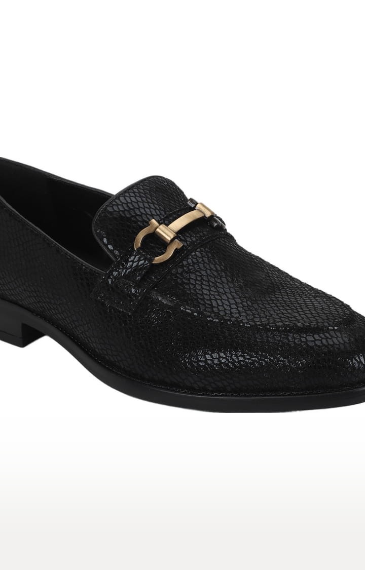 Men's Black PU Textured Slip On Loafers