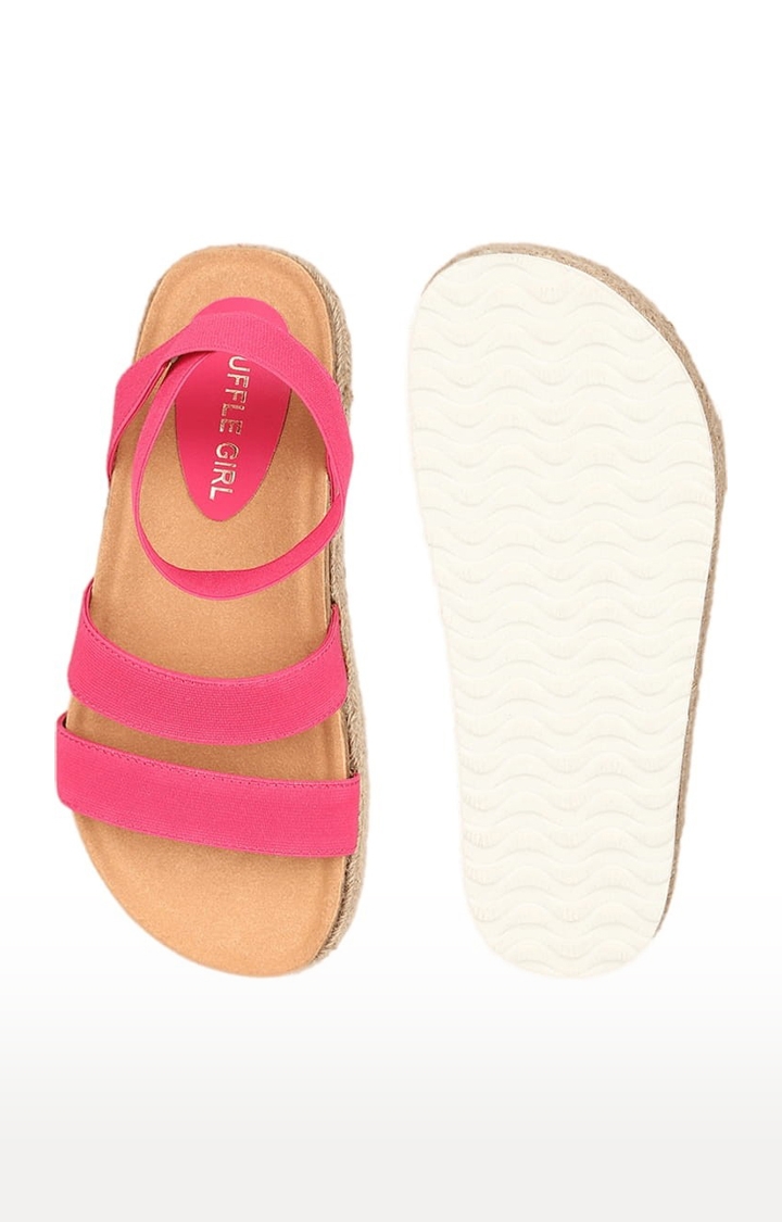 Truffle Collection | Women's Pink PU Solid Backstrap Sandals 3
