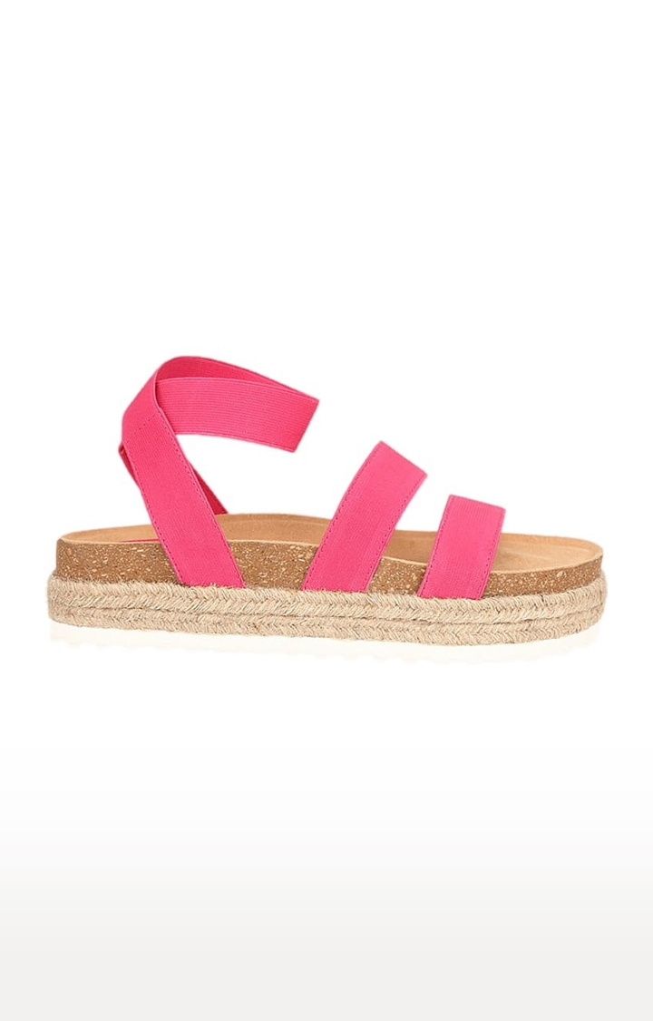 Truffle Collection | Women's Pink PU Solid Backstrap Sandals 1