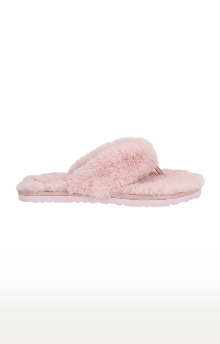 Truffle Collection | Women's Pink Synthetic Solid Flat Slip-ons 1