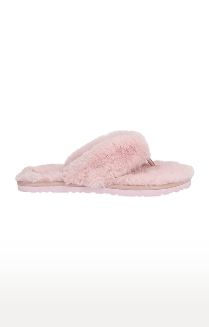 Truffle Collection | Women's Pink Synthetic Solid Flat Slip-ons 1