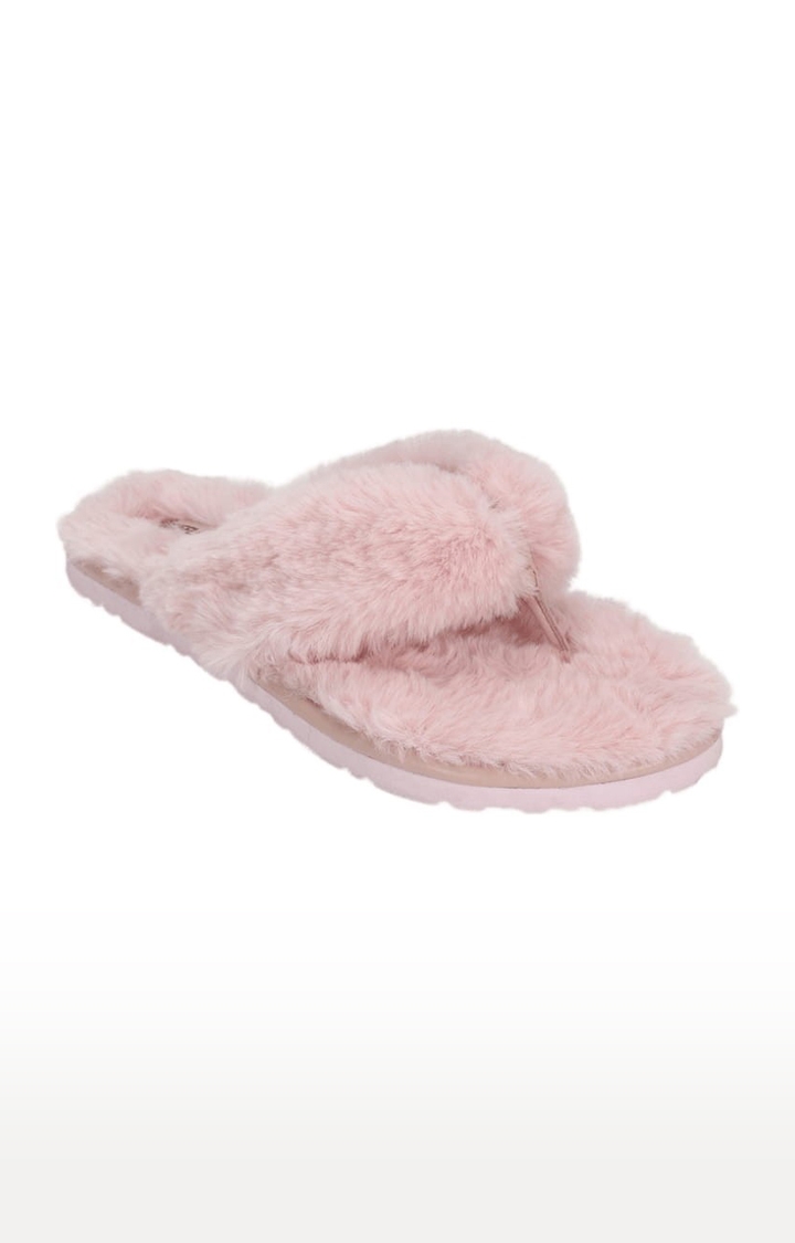 Truffle Collection | Women's Pink Synthetic Solid Flat Slip-ons 0