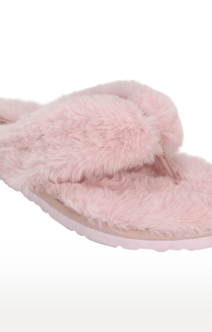 Truffle Collection | Women's Pink Synthetic Solid Flat Slip-ons 4
