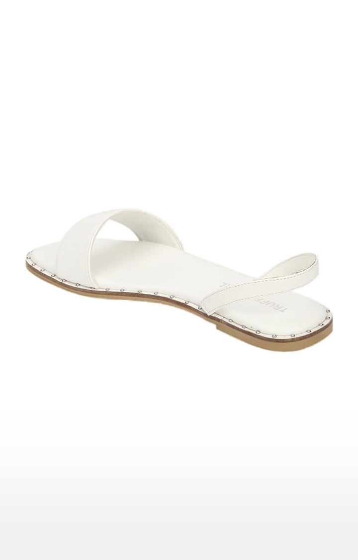 Truffle Collection | Women's White PU Solid Backstrap Sandals 2