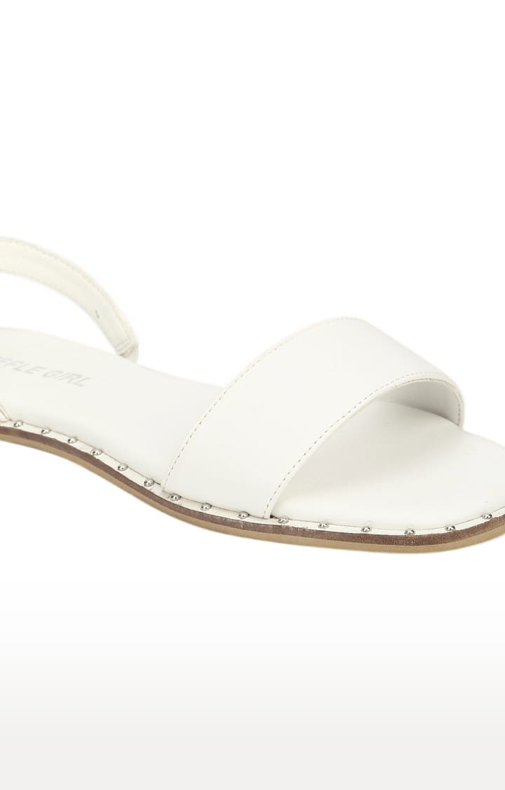Truffle Collection | Women's White PU Solid Backstrap Sandals 4