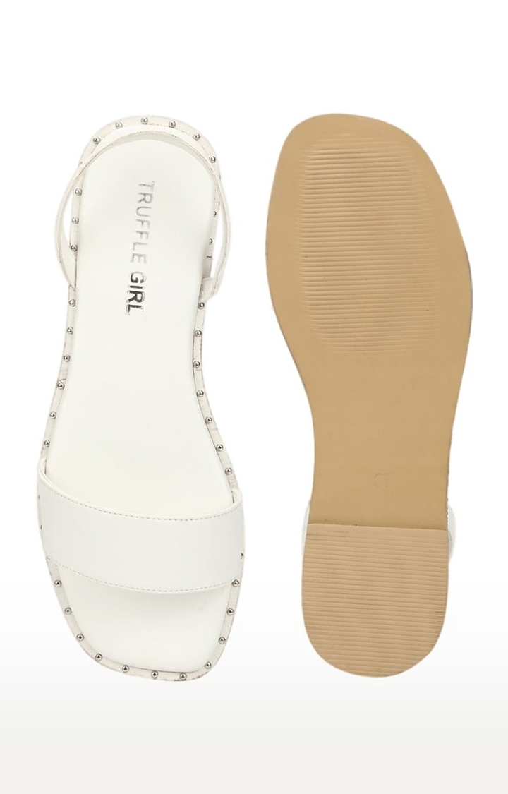 Truffle Collection | Women's White PU Solid Backstrap Sandals 3