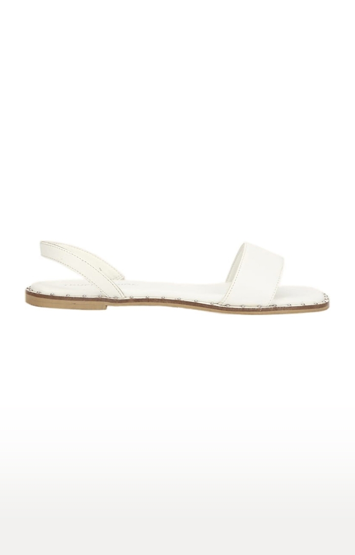 Truffle Collection | Women's White PU Solid Backstrap Sandals 1
