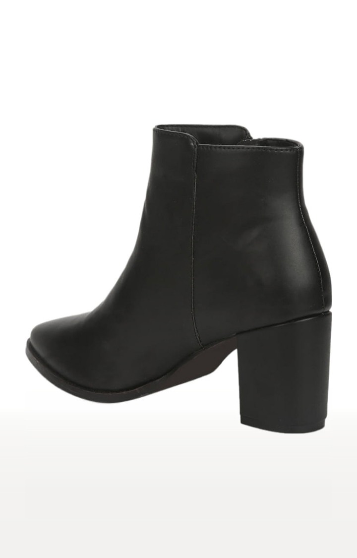 Women's Black PU Solid Zip Boot