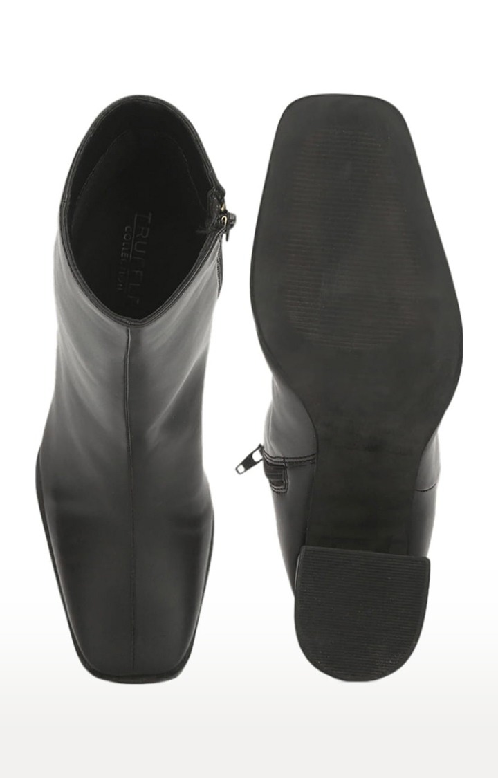 Women's Black PU Solid Zip Boot
