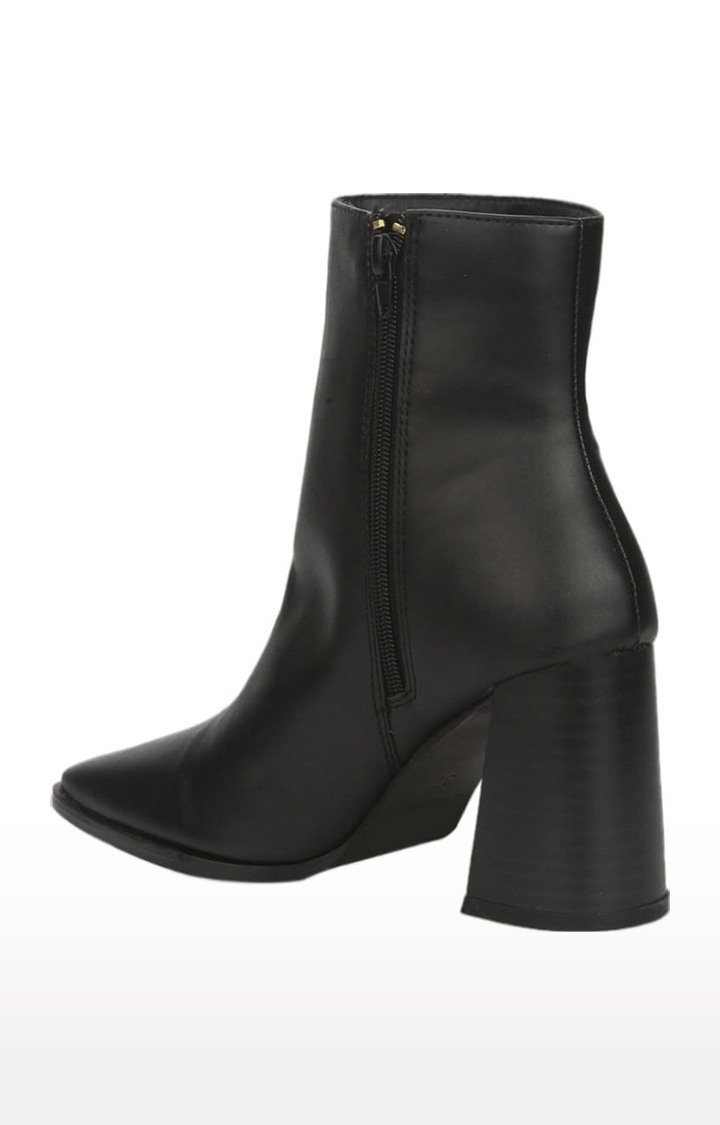 Women's Black PU Solid Zip Boot