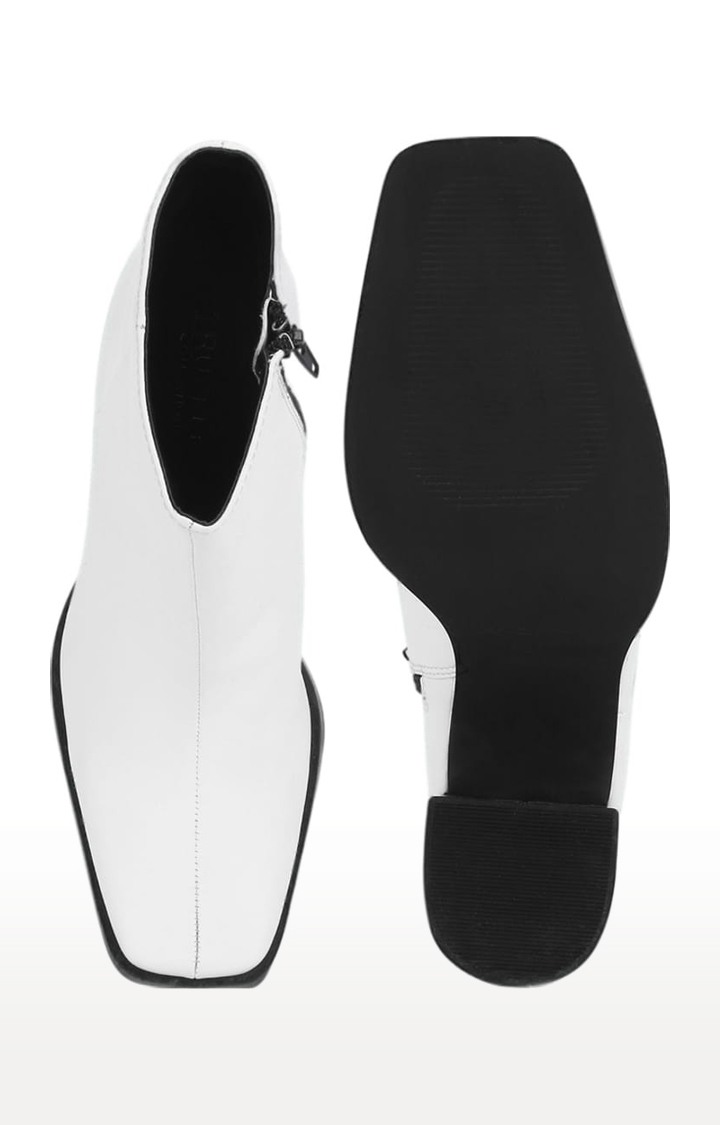 Women's White PU Solid Zip Boot